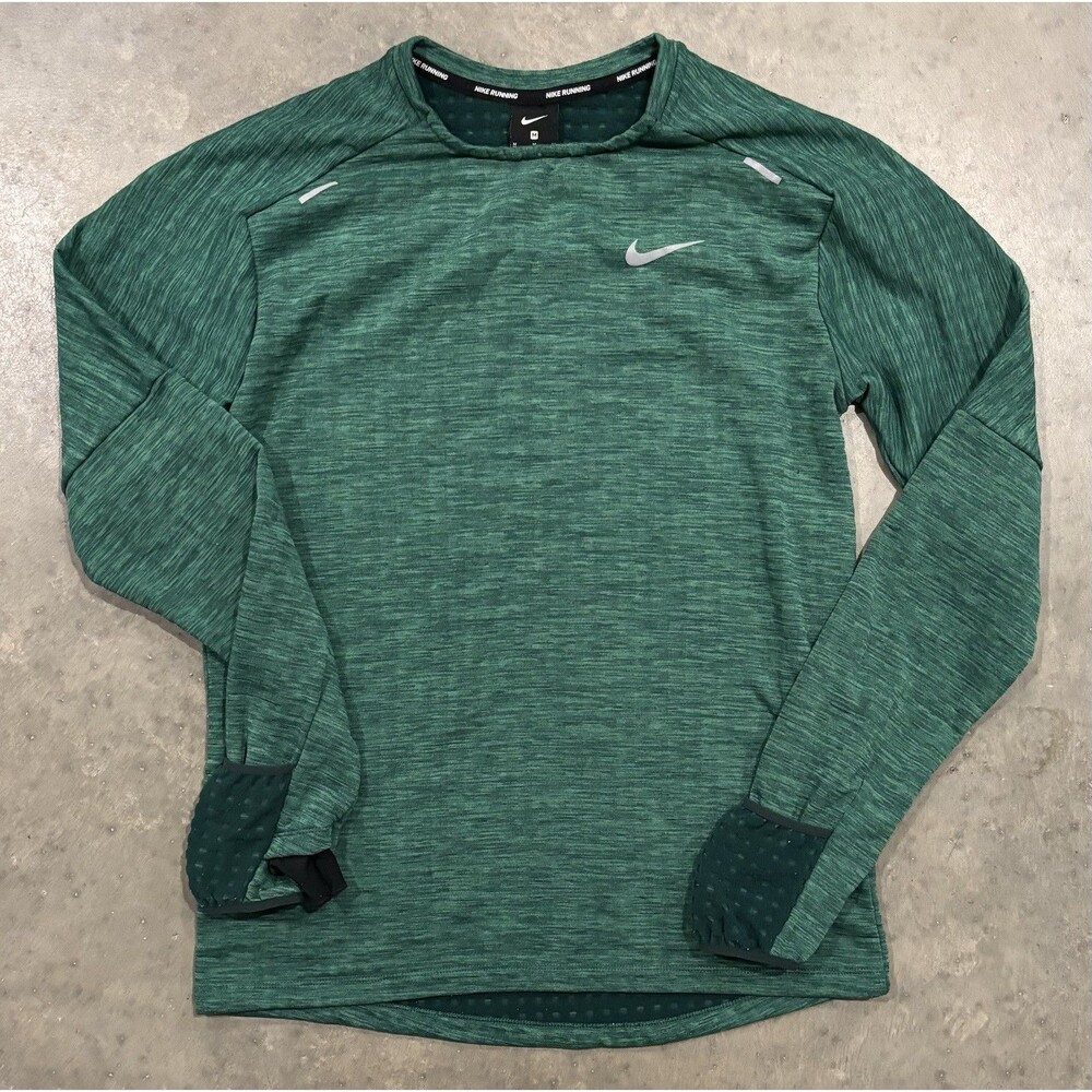 Nike Running Pullover Mens Medium Slim Therma Sphere 3.0 Element Dri Fit Green